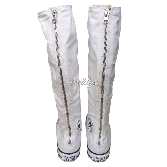 Converse CTAS XXHI Womens 7 White Pink Black Canvas Knee High Sneaker Boot NEW - Picture 3 of 10